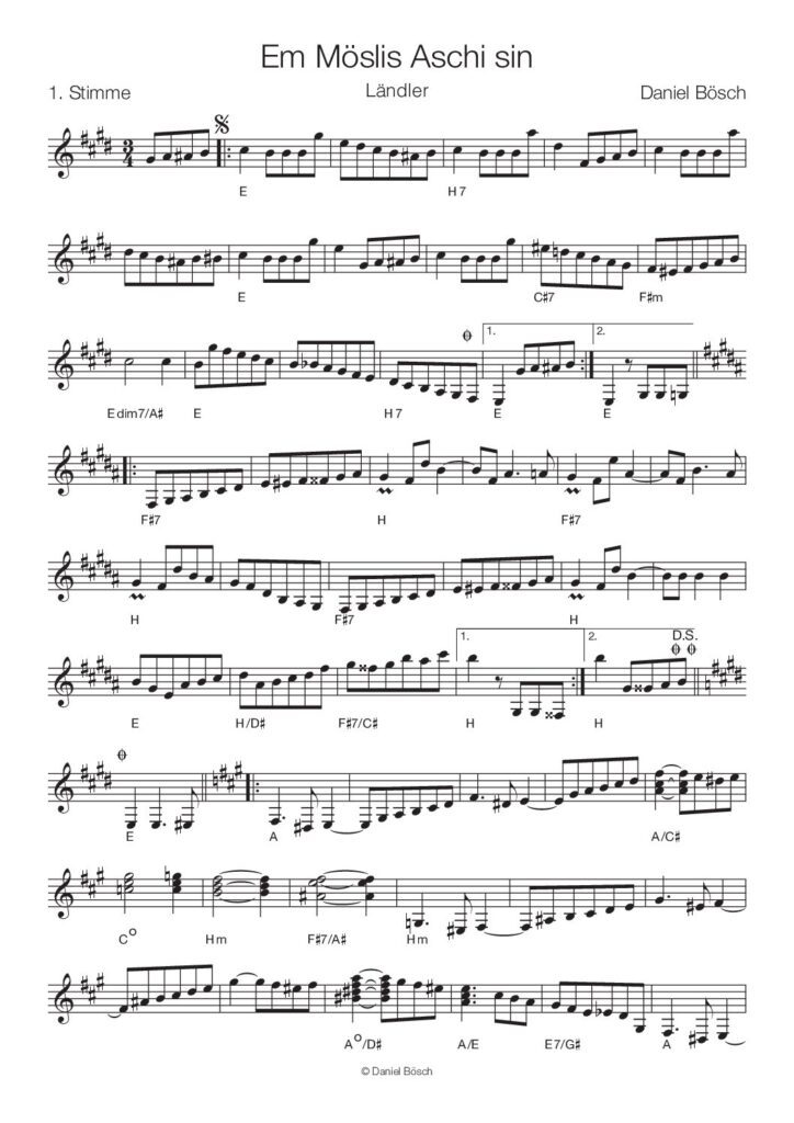 thumbnail of Em Möslis Aschi sin – E – 1. Stimme